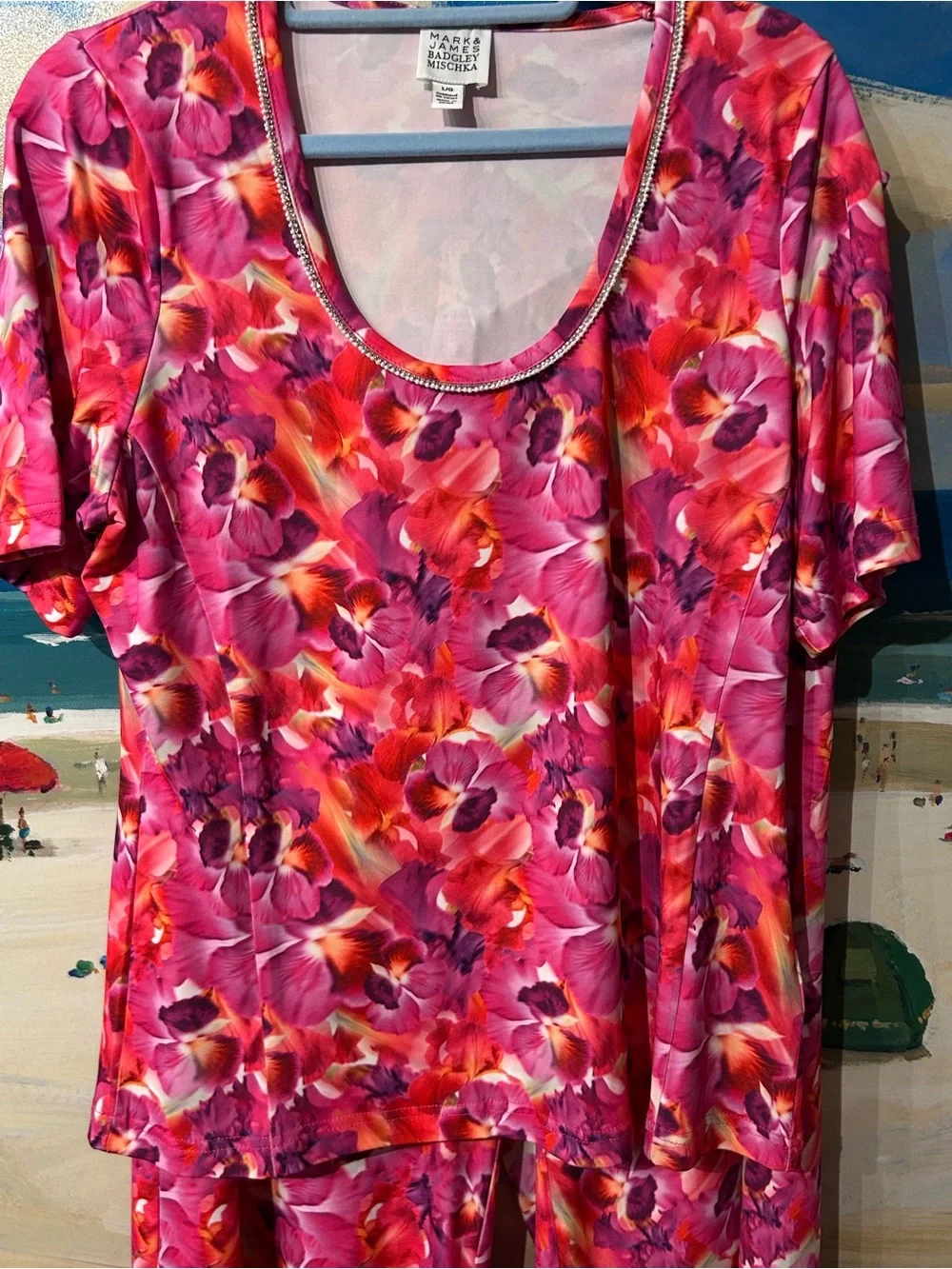 Badgley Mischka Floral pants and top  set L